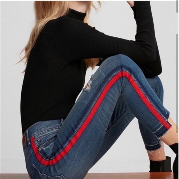 Express Jean Ankle Leggings - with Red Stripe - Size 2 Regular - High Ri… - Picture 12 of 16